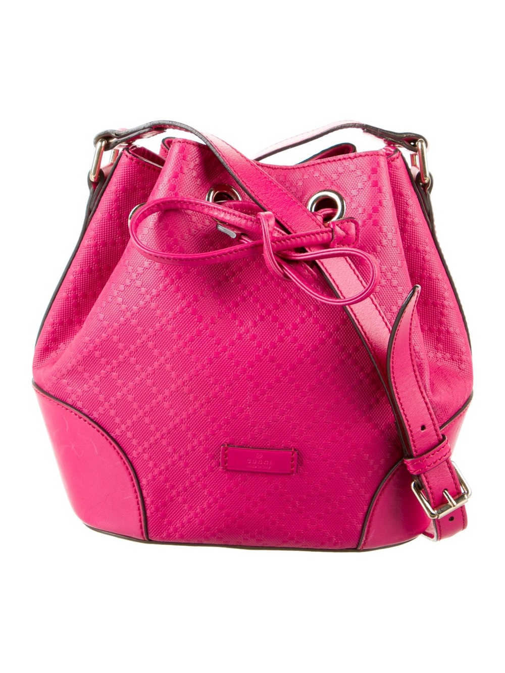 Gucci diamanté bucket leather bag in hot pink